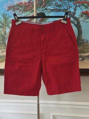 Tommy Hilfiger Red Flat Front Cotton Shorts